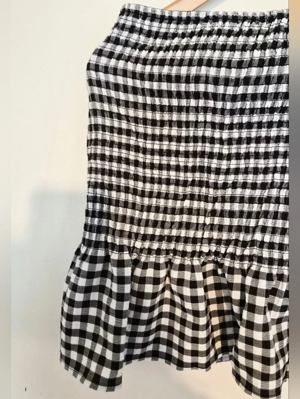H&M Ginghan Smocked Mini Skirt